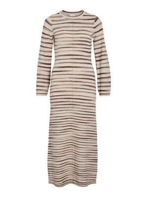 VIAlania O-Neck L/S Strikkjole - Birch/Pinecone